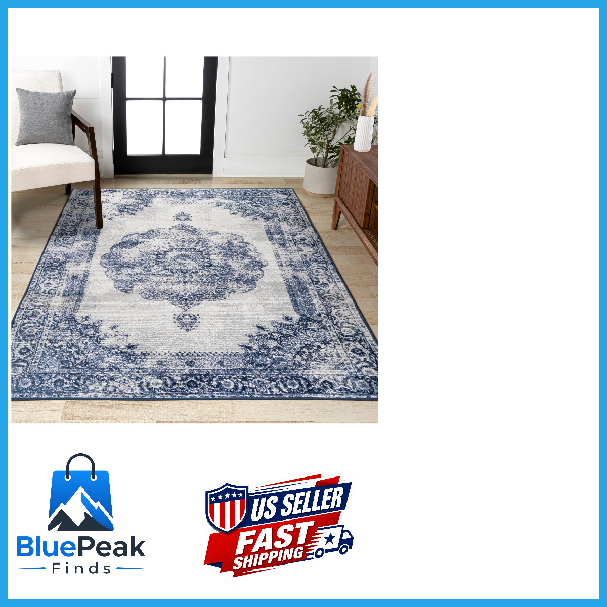 Jonathan Y Rosalia Cottage Medallion Dark Blue/Ivory Indoor Area Rug 4X6