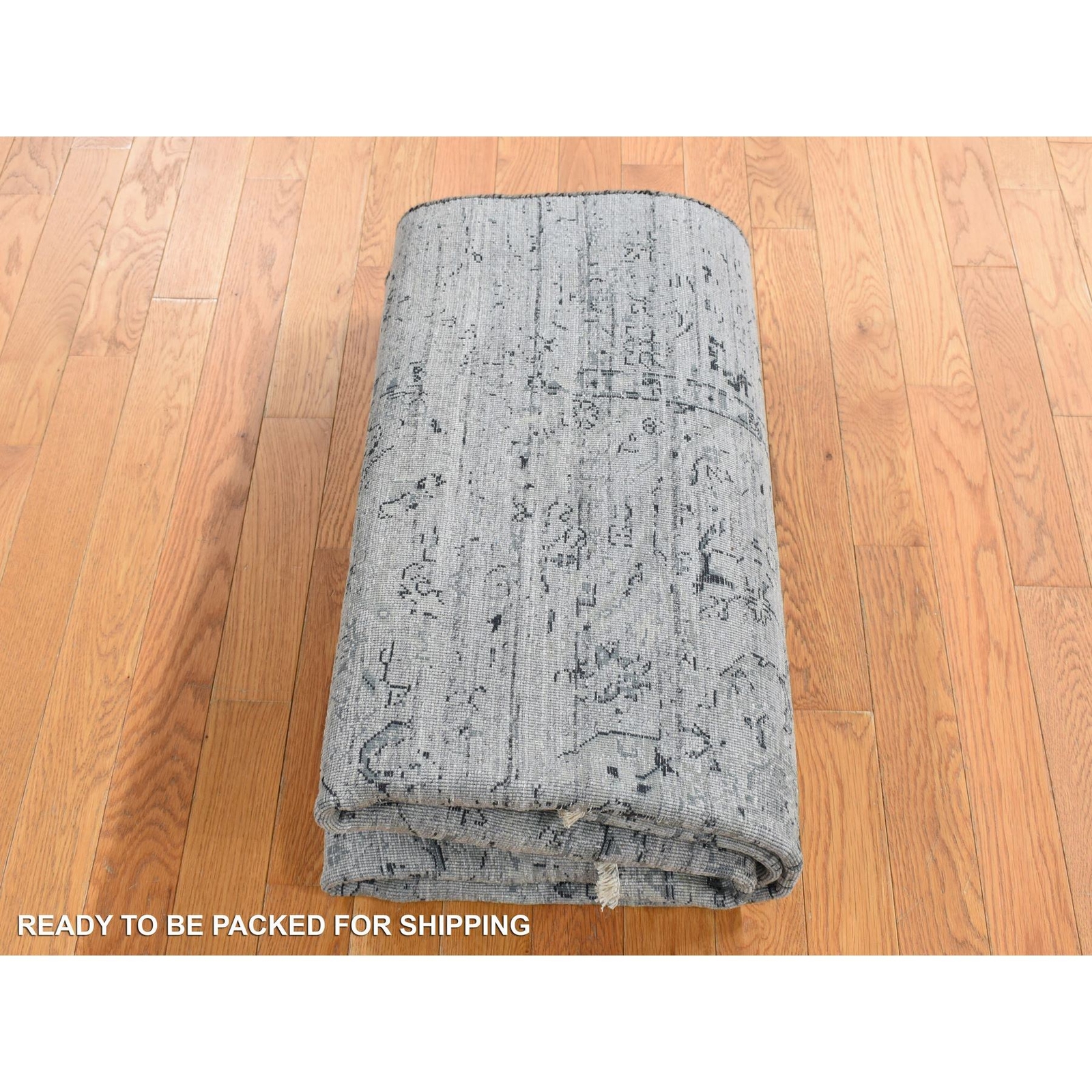 5’1″x7′ Black Coral Design Silk and Wool Hand Knotted Oriental Rug R80772