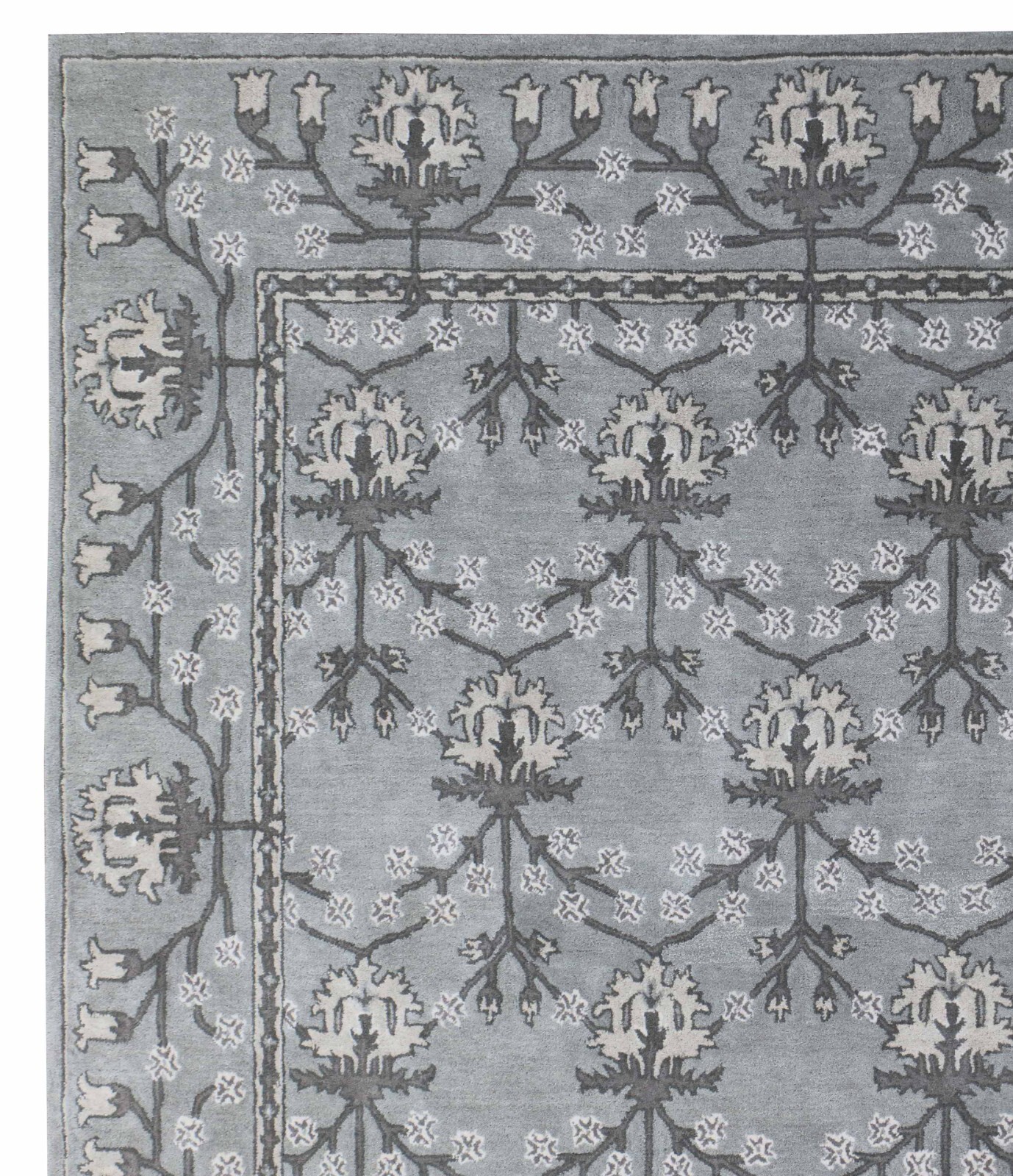 Kethin Gray Border Handmade woolen tufted rugs Without Tariff & duty