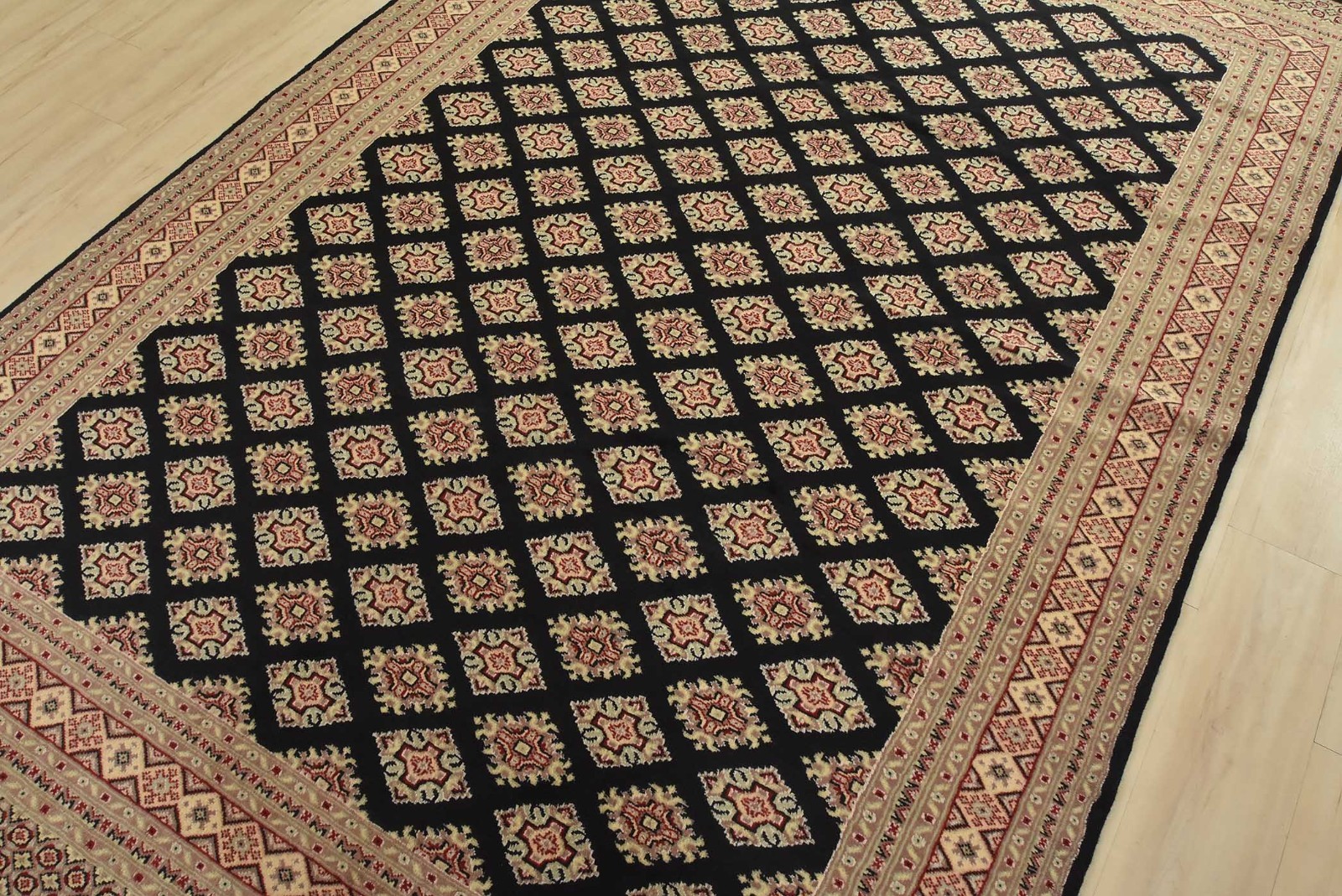 Bokhara Jaldar Rug 6′ x 9’3” Black Wool Tribal Hand-Knotted Oriental Carpet