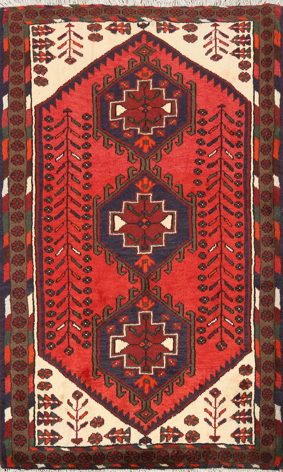Tribal Traditional Geometric Hamedan Hand-knotted Wool Accent Rug 3×5 Carpet