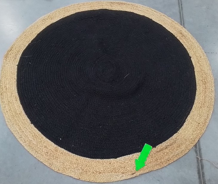 BLACK/NATURAL 5′-0″ x 5′-0″ Broken Thread Rug Reduced Price 1172806573 NF801Z-5R