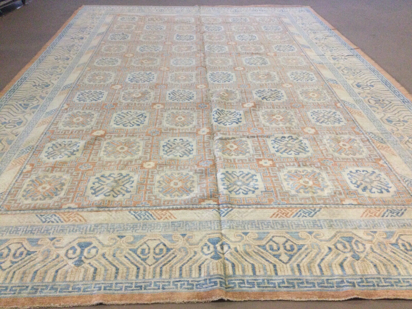 12’ X 18’ Rust Orange Oushak Oversized Oriental Rug Hand Knotted Wool Geometric