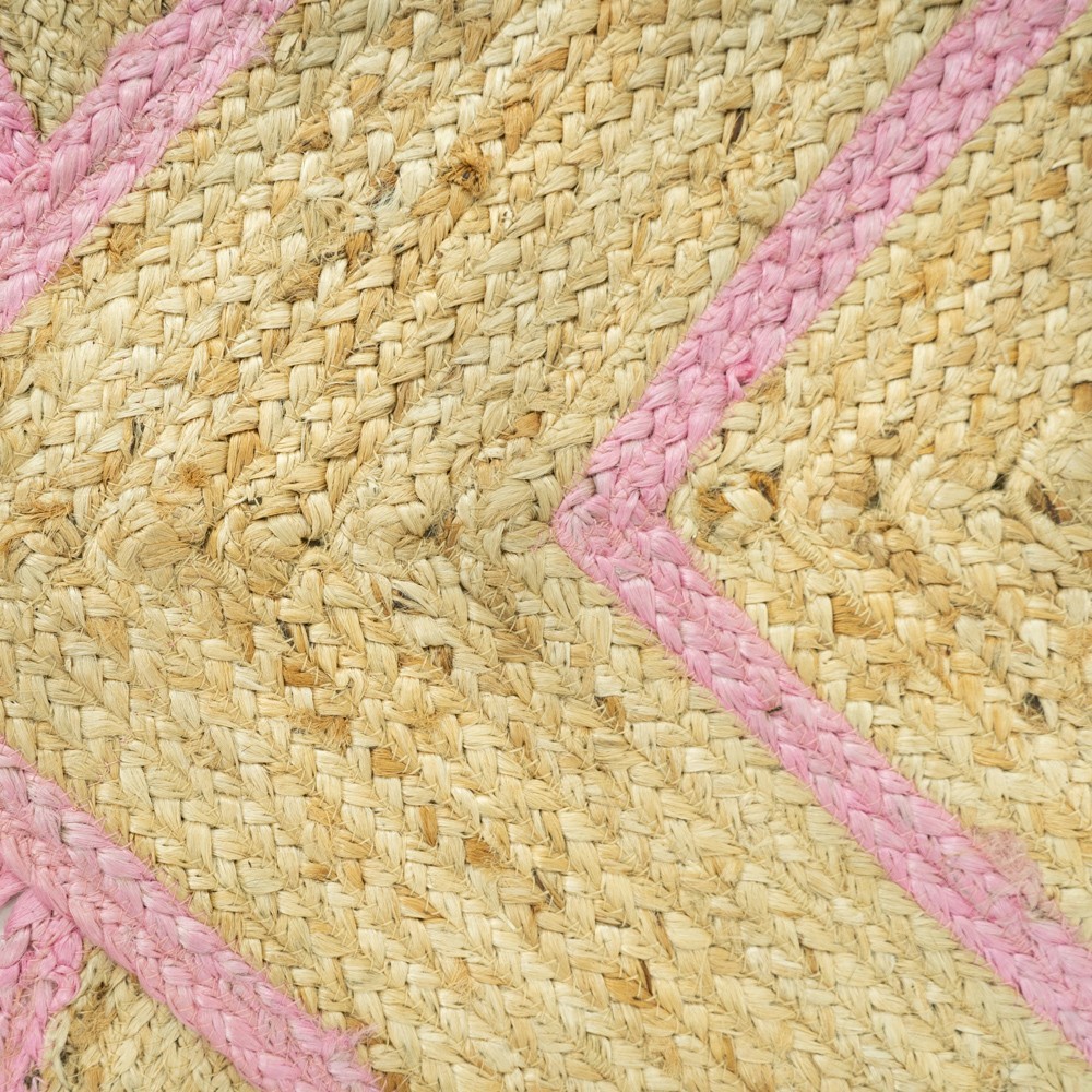 Pink Scalloped Natural Jute Rug, Scallop Edge Bohemian Jute Rug, Custom Size Rug