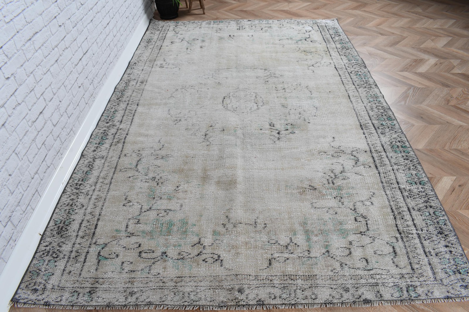 5,1×7,9 ft Turkish Rug, Gray Camouflage Vintage Rug Wool