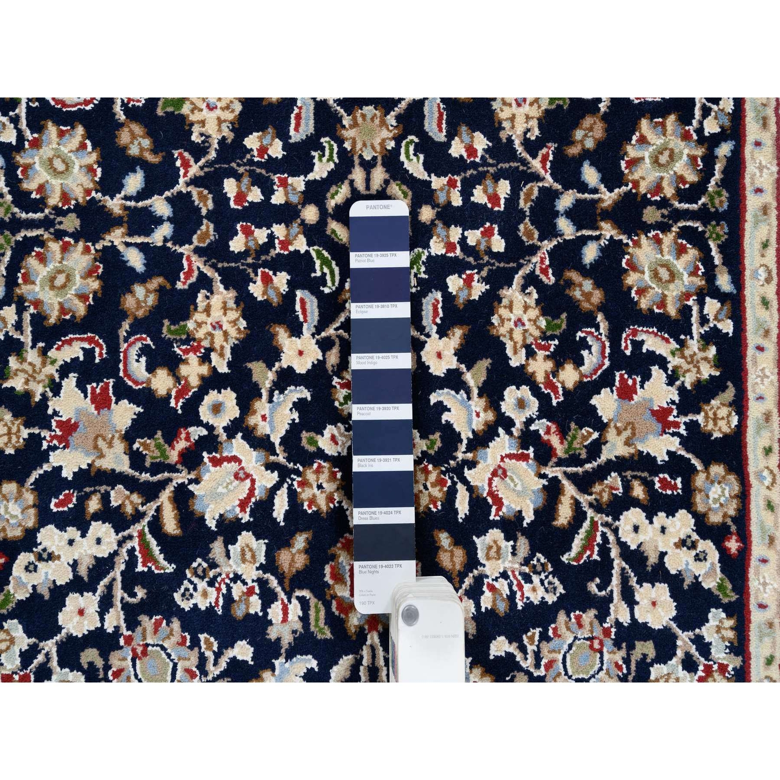 2’9″x14′ Midnight Blue Nain Flower Design Wool Hand Knotted Runner Rug R63999
