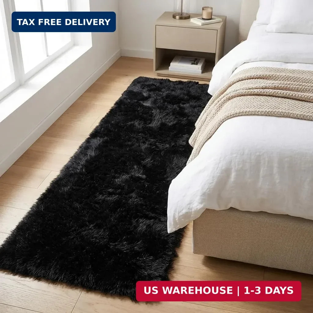 Mugorn Black Rugs for Bedroom, 2×3 Feet Fluffy Area Rugs for Living Room, Soft S