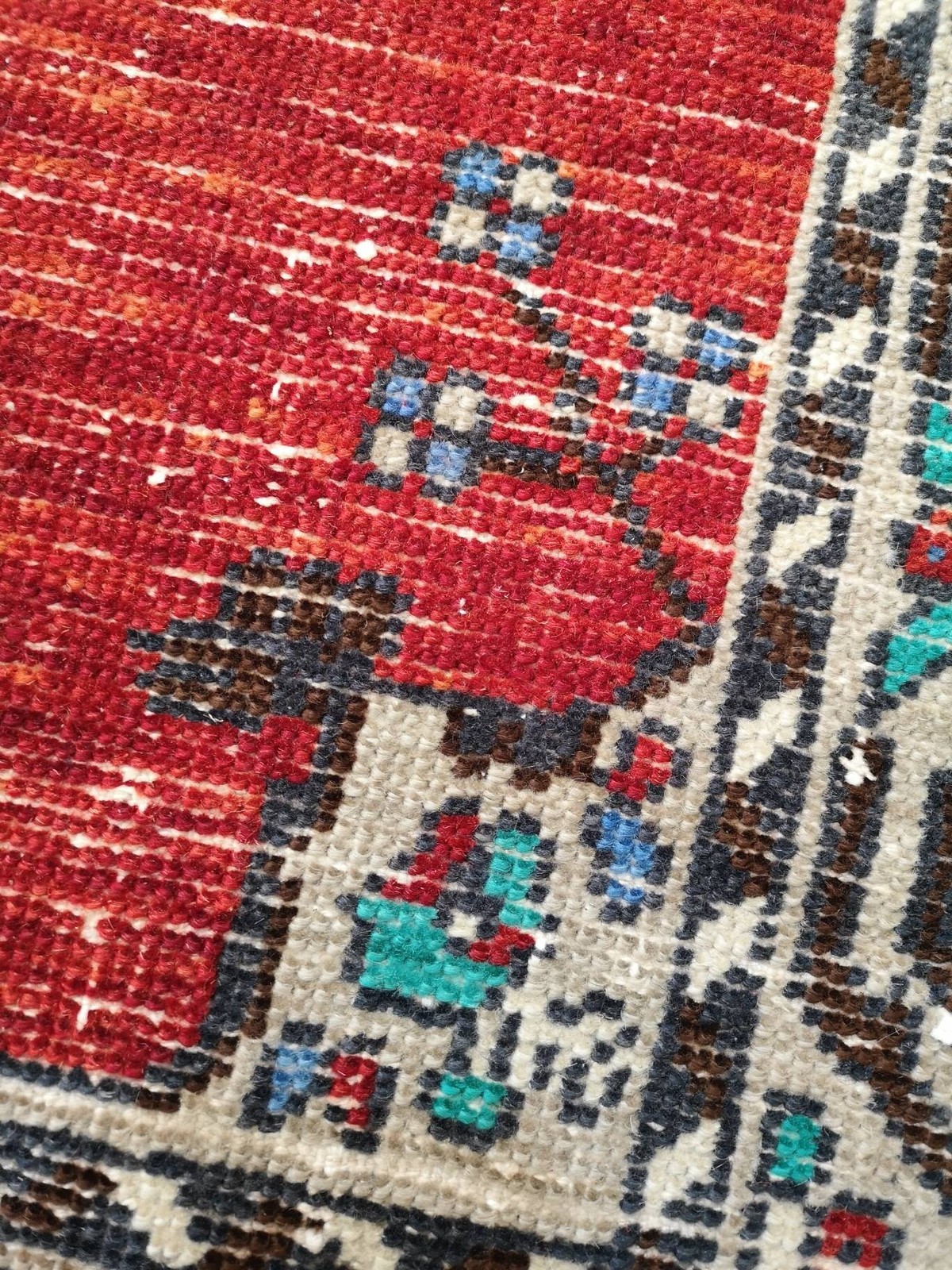 Red Turkish Rug, Small Vintage Decor Rug (1.9 x 3.8 ft)