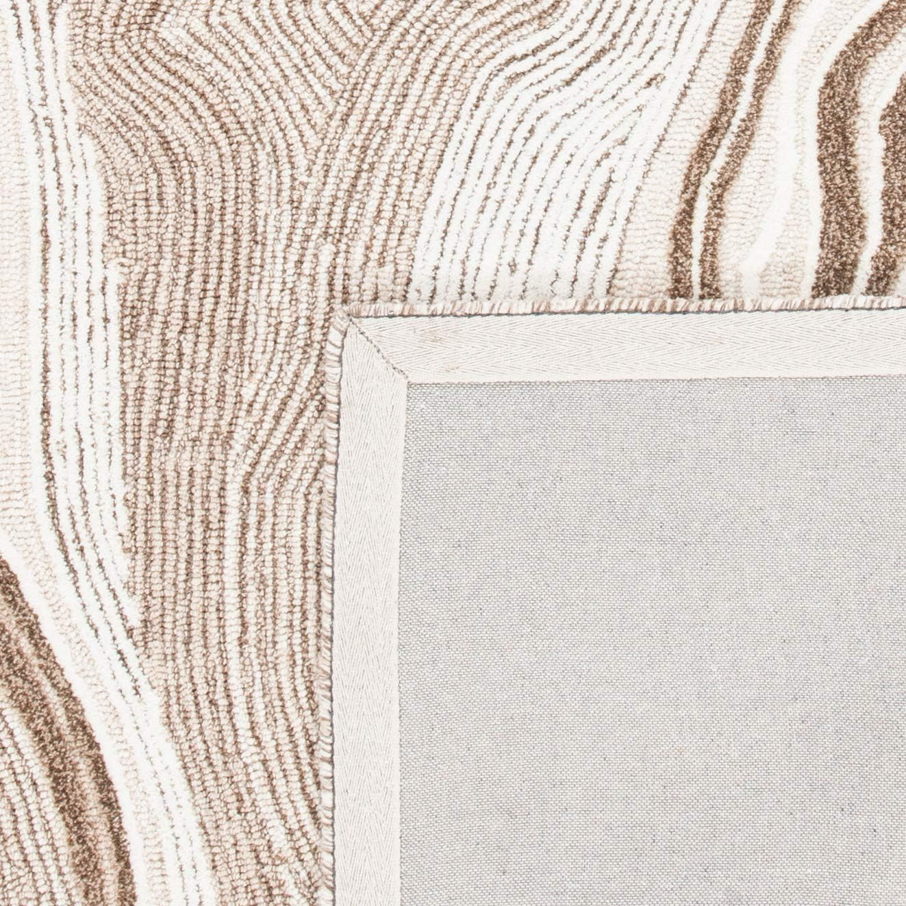 Handmade Modern Abstract Wool Area Rug 5′ x 8′ Beige/Ivory FTV121B