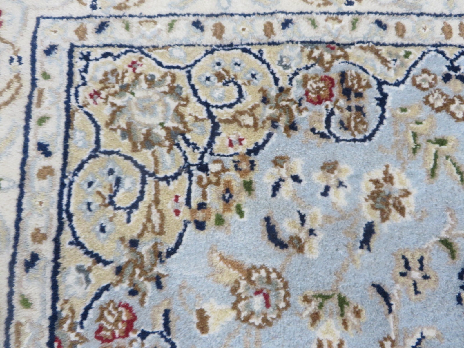 3 x 5’4 Hand Knotted Light Blue Fine Nain With Silk Oriental Rug G16120