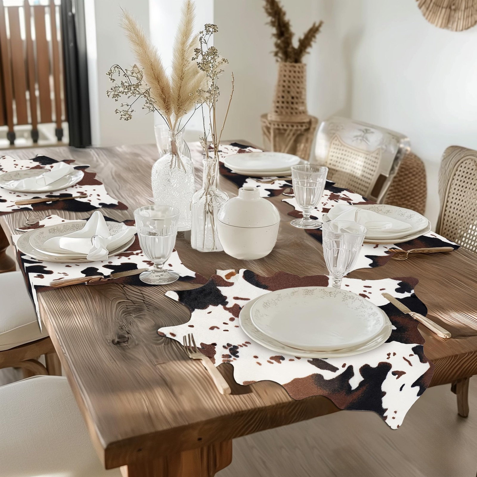 Faux Cowhide Rug Mini Western Decor Table Centerpiece 19.3×23.6 Inch
