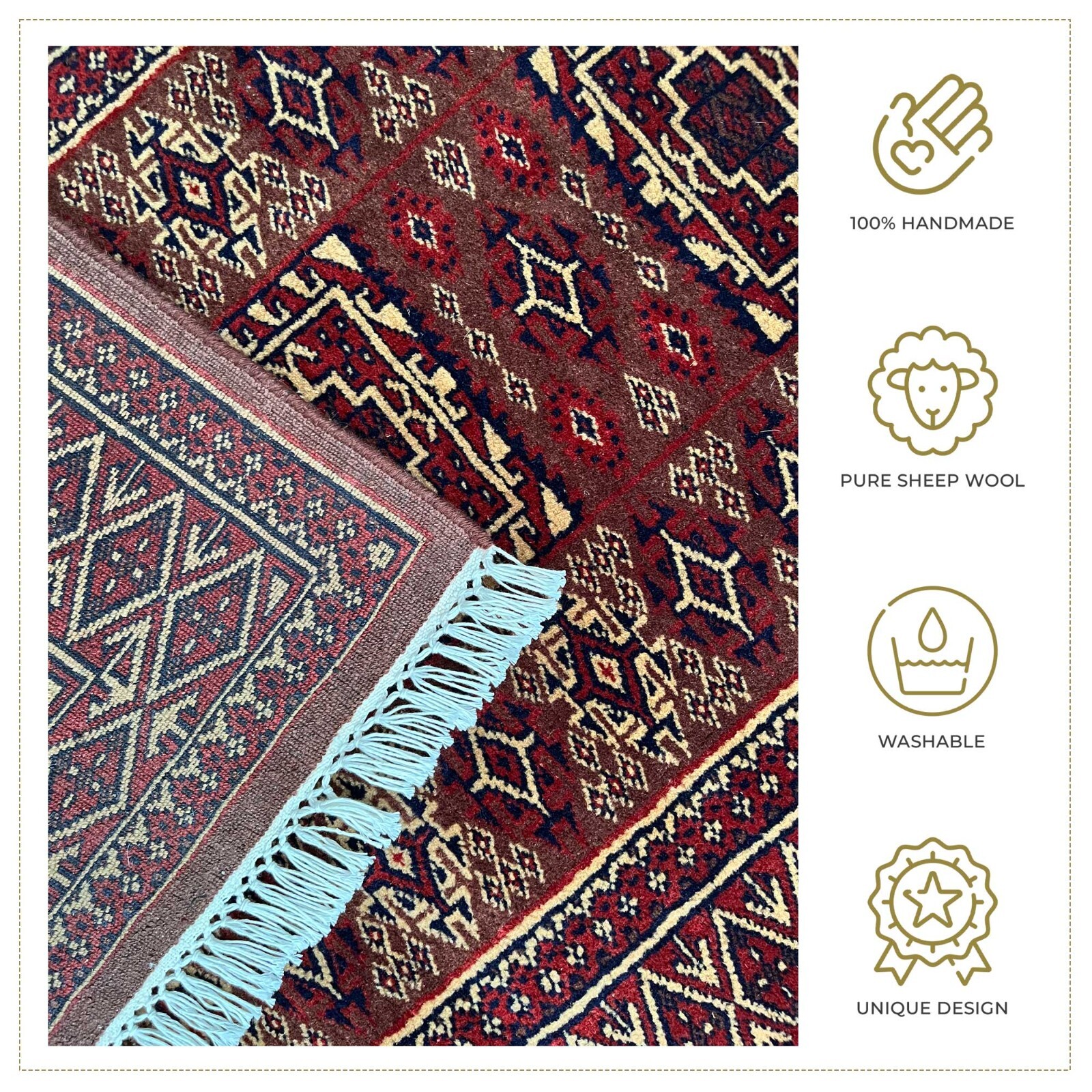 Handmade Knotted Wool Rug Brown 3×5 ft (90×150 cm) Luxury and Traditional Dubba