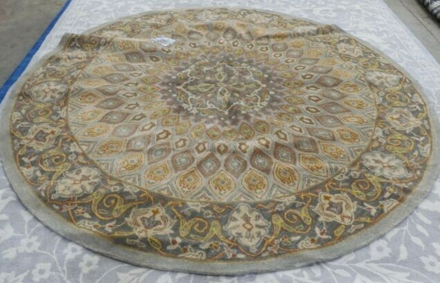 BLUE / GREY 10′ X 10′ Pulled Threads Rug Reduced Price 1172602737 HG914B-10R