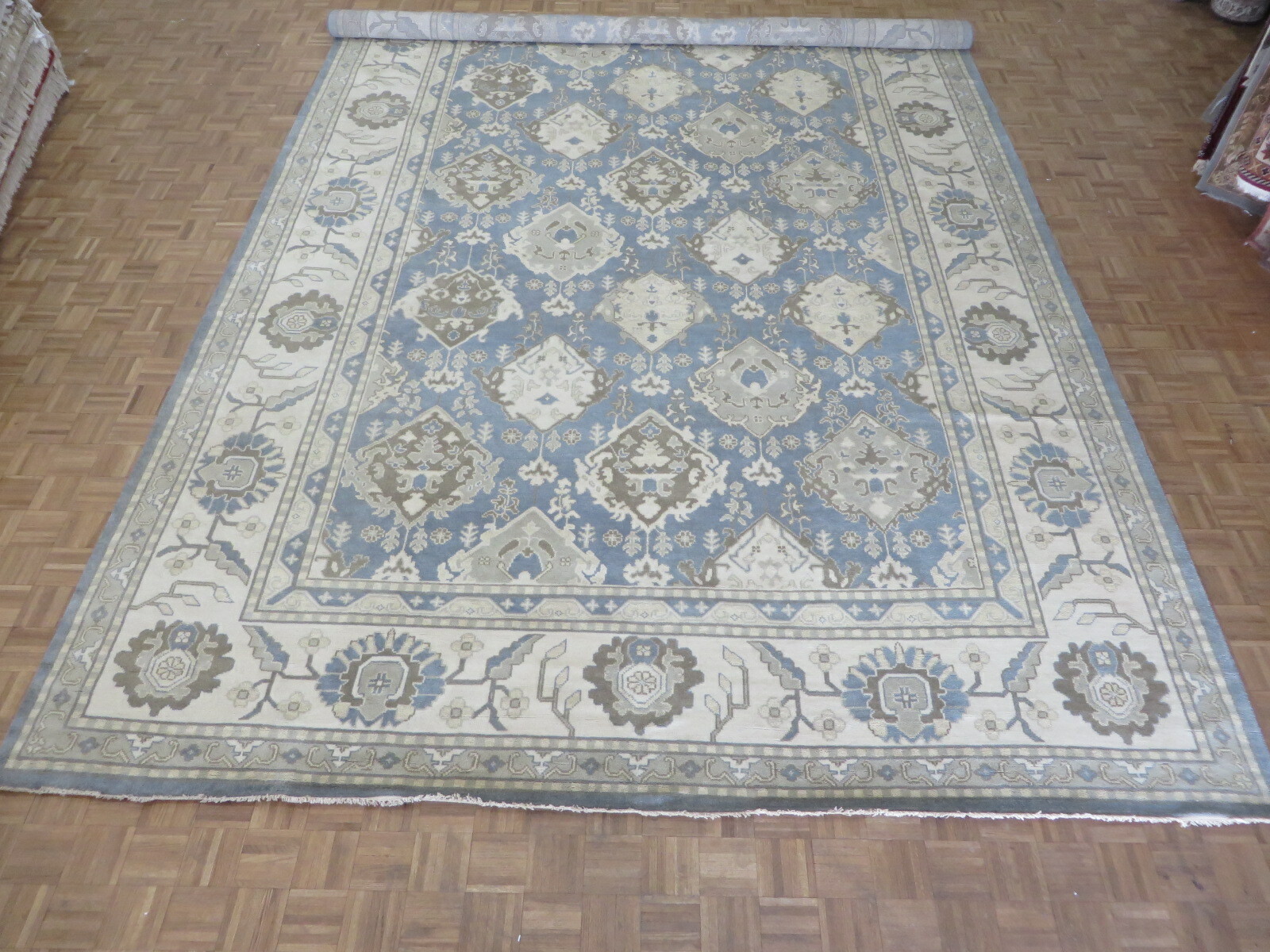 12 x 19’10 Hand Knotted Denim Blue Oushak Oriental Rug G10781