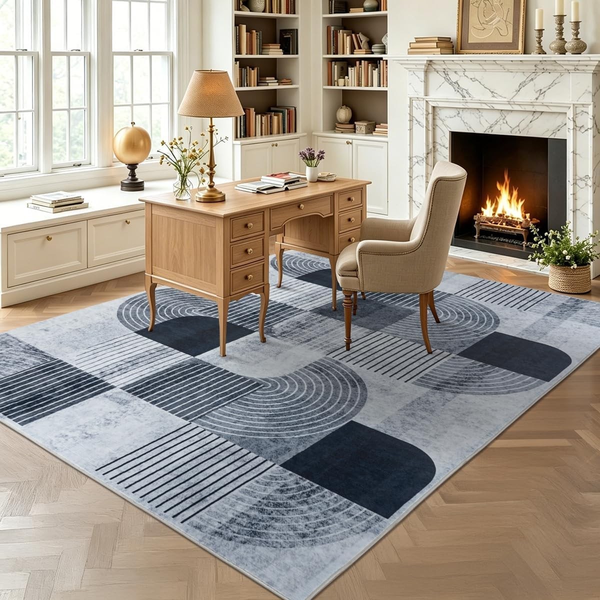4×6 Grey Area Rugs for Bedroom Living Room – Soft Washable Modern Rug Non-Sli…