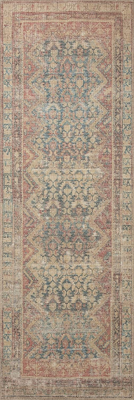 Loloi Angela Aubrey Runner Rug 2’6″ x 12′ Ocean/Spice, 0.19″ Pile Height