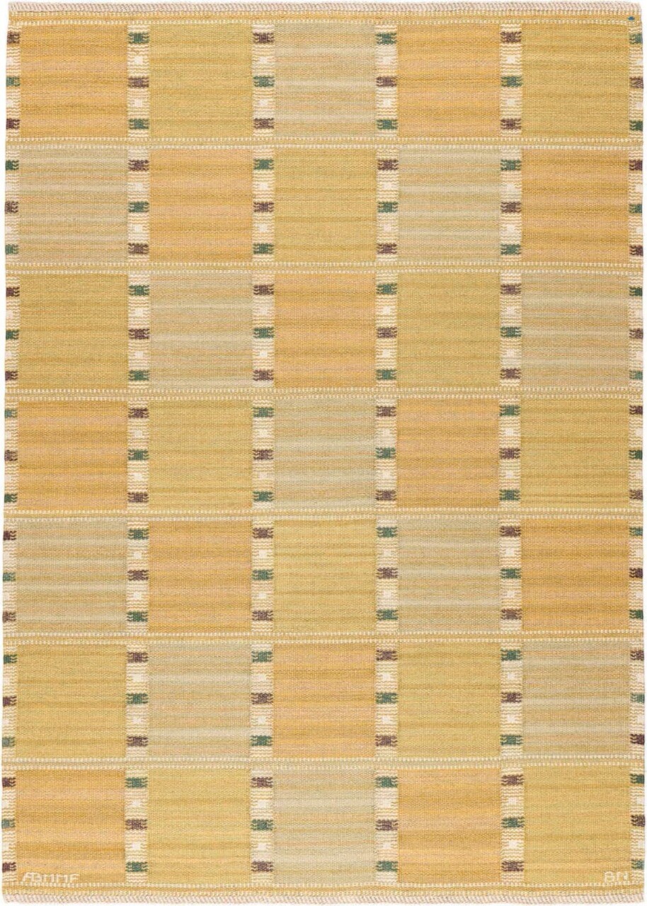 Yellow Flat weave Scandinavian Swedish Kilim Rug Living Room Area Rug Bedroom