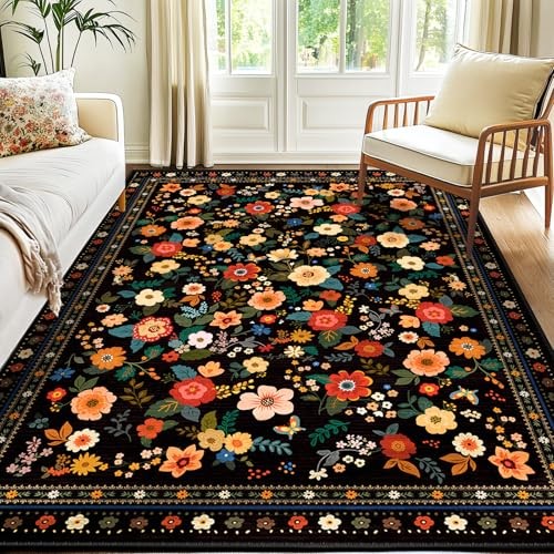 5×7 Area Rugs for Living Room Vacuum-Friendly Machine Washable Area Rug