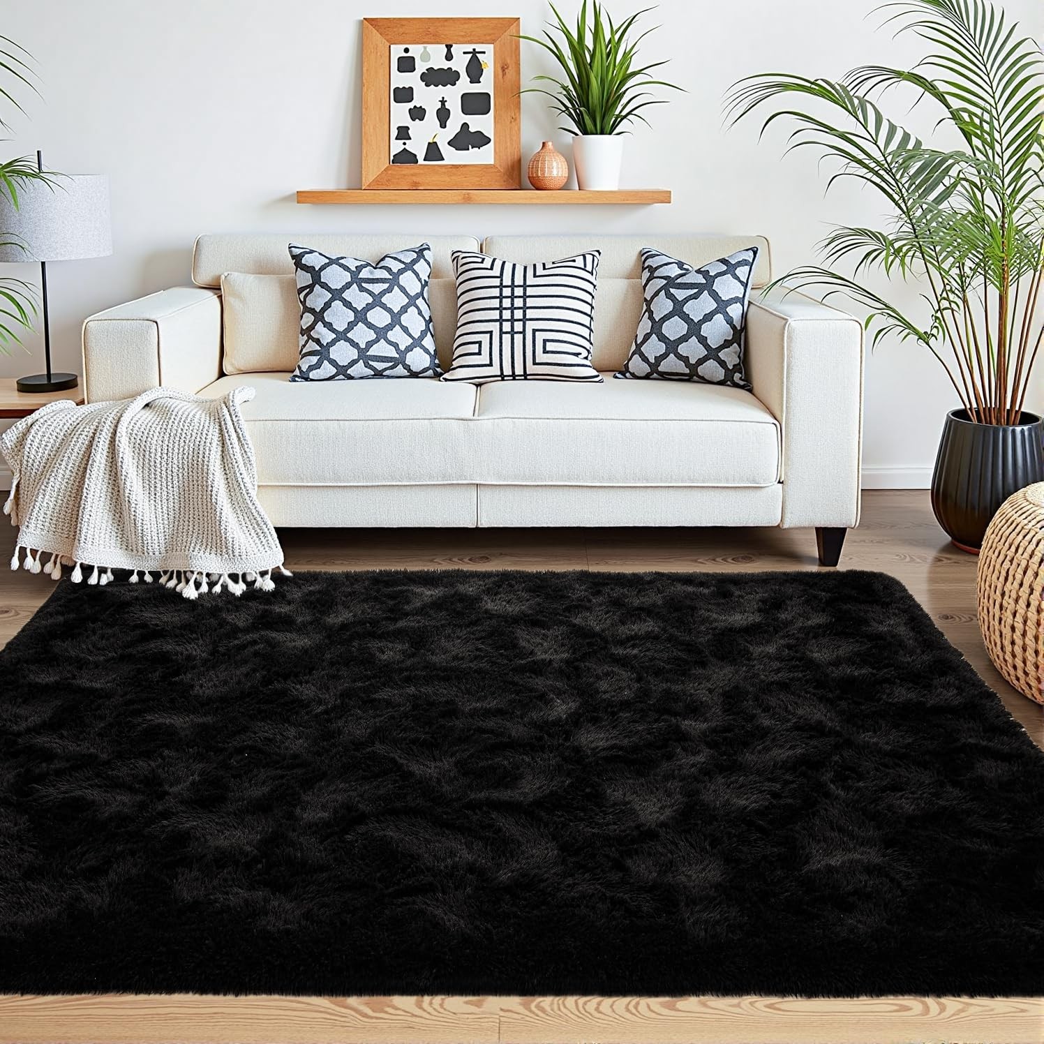 Fluffy Area Rugs 3 x 5 Feet, Modern Minimalist Style Shag Rugs, Non-Slip Indo…