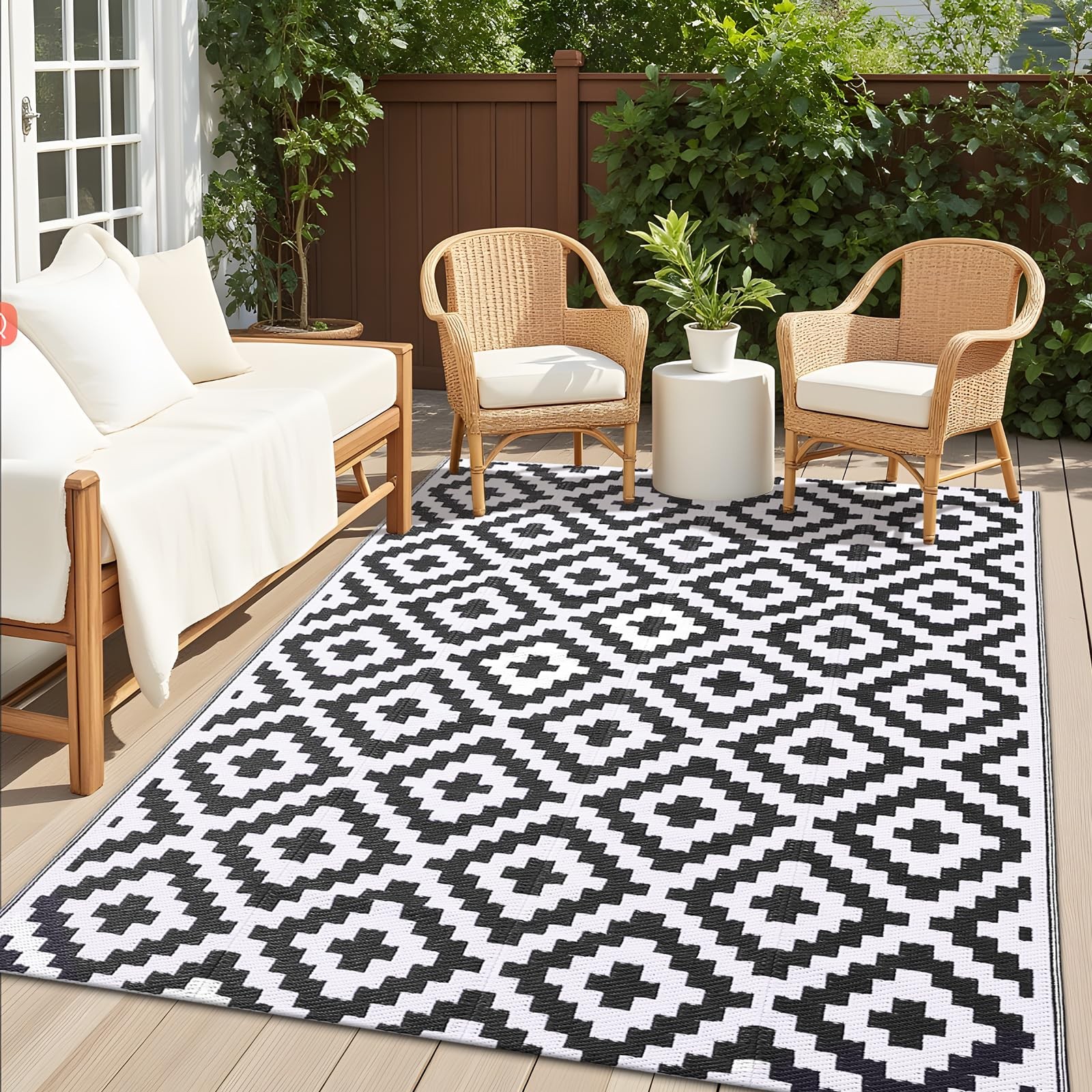 Waterproof Outdoor Rug 5×8 ft, Outdoor Plastic Straw Rug for Camping, RV Mat …