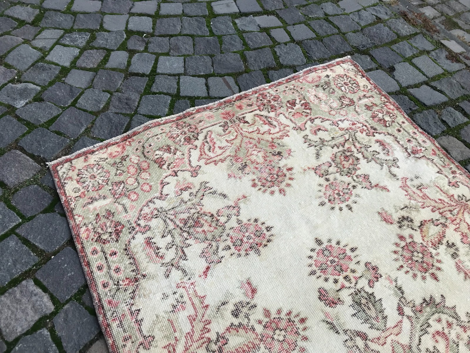 Bohemian Area Rug Handmade Wool Rug Turkish Vintage Traditional Rug 3,6 x 7,0 ft