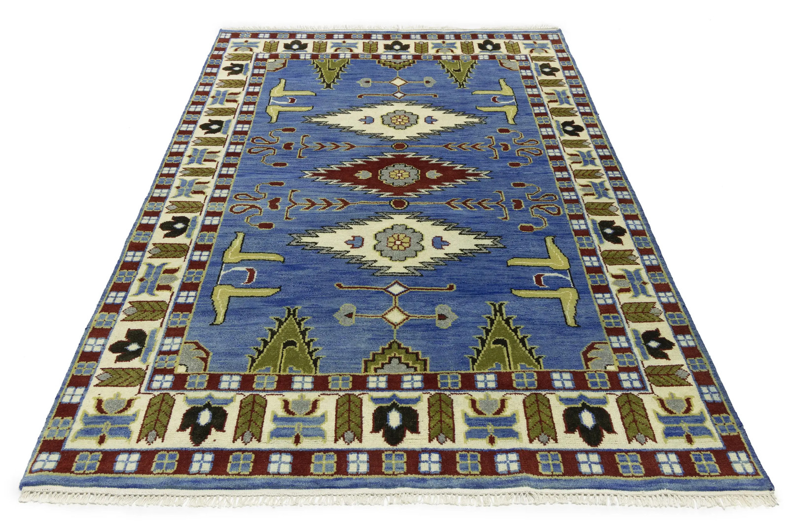 Farmhouse Kazak Oriental Rug Geometric Design 6X9 ft Living Room Decor Carpet