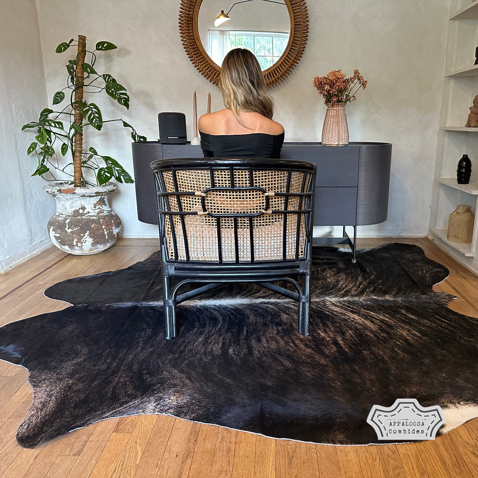 5×7 ft Brindle Dark Cowhide Rug –100% Genuine Leather–Best Price Luxury Décor