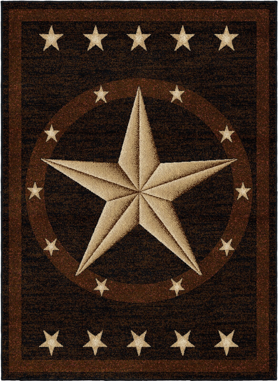 Area Rug Runner Round Oval Southwestern Western Star Texas Matching Black Beige