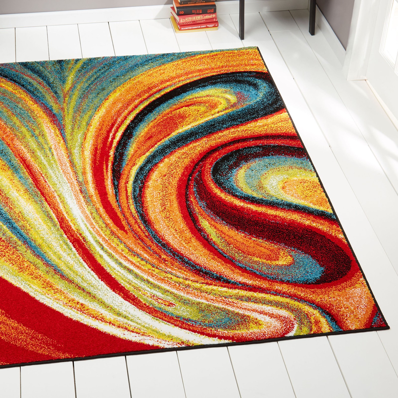 Swirls Twirls Multi-Color Area Ru 8×10 Abstract Carpet – Actual 7’10” x 10’2”