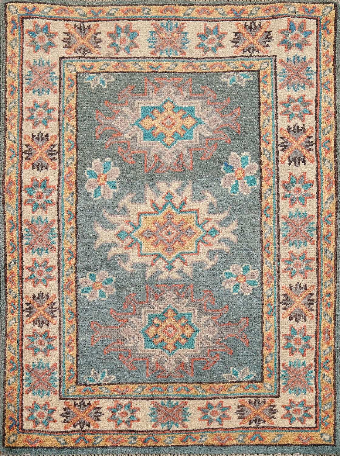 Artisan crafted small Kazak Pakistani rug 2×3 ft