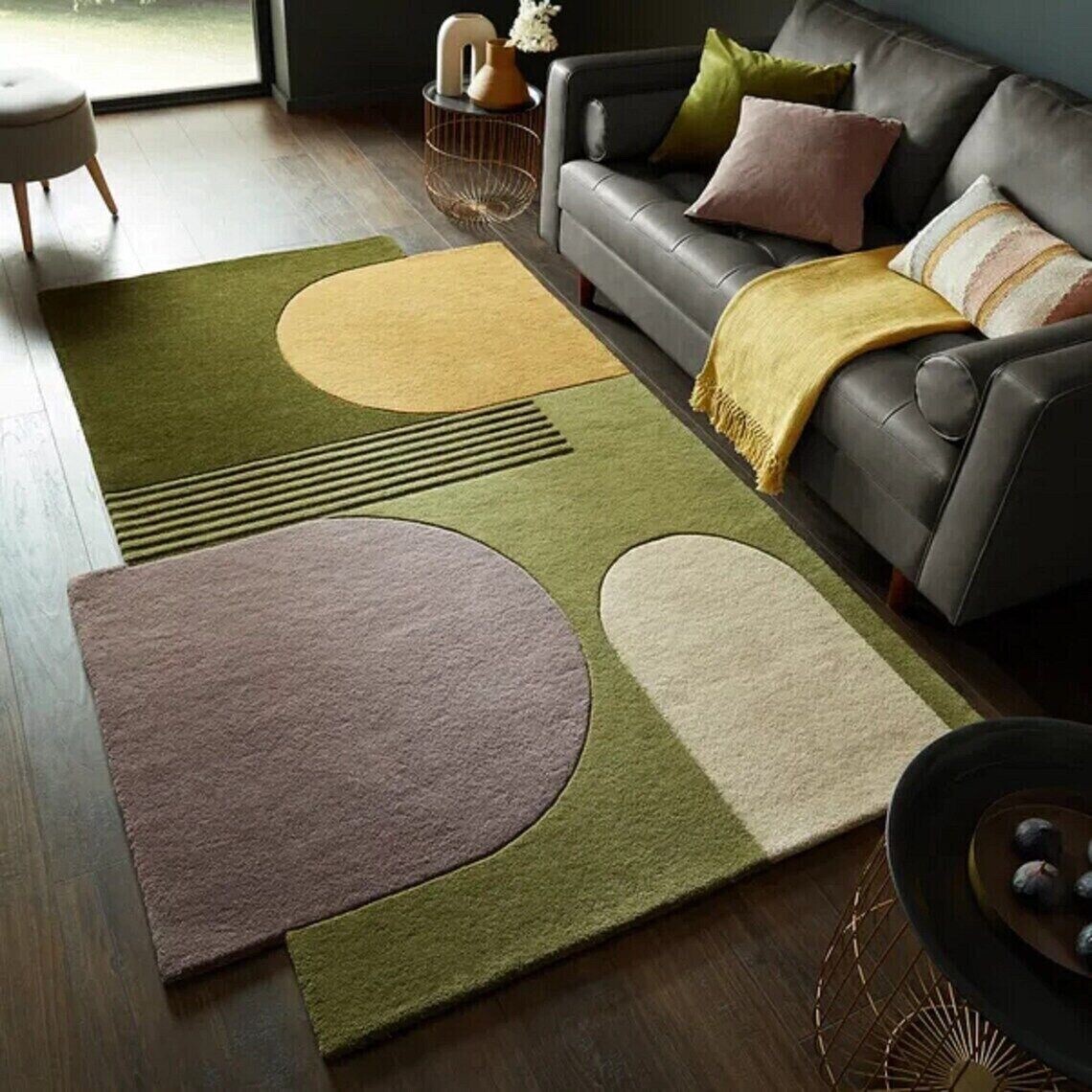5×8|8x10Hand Tufted Wool Area Rug New Geometric Abstract Design Premium Quality.