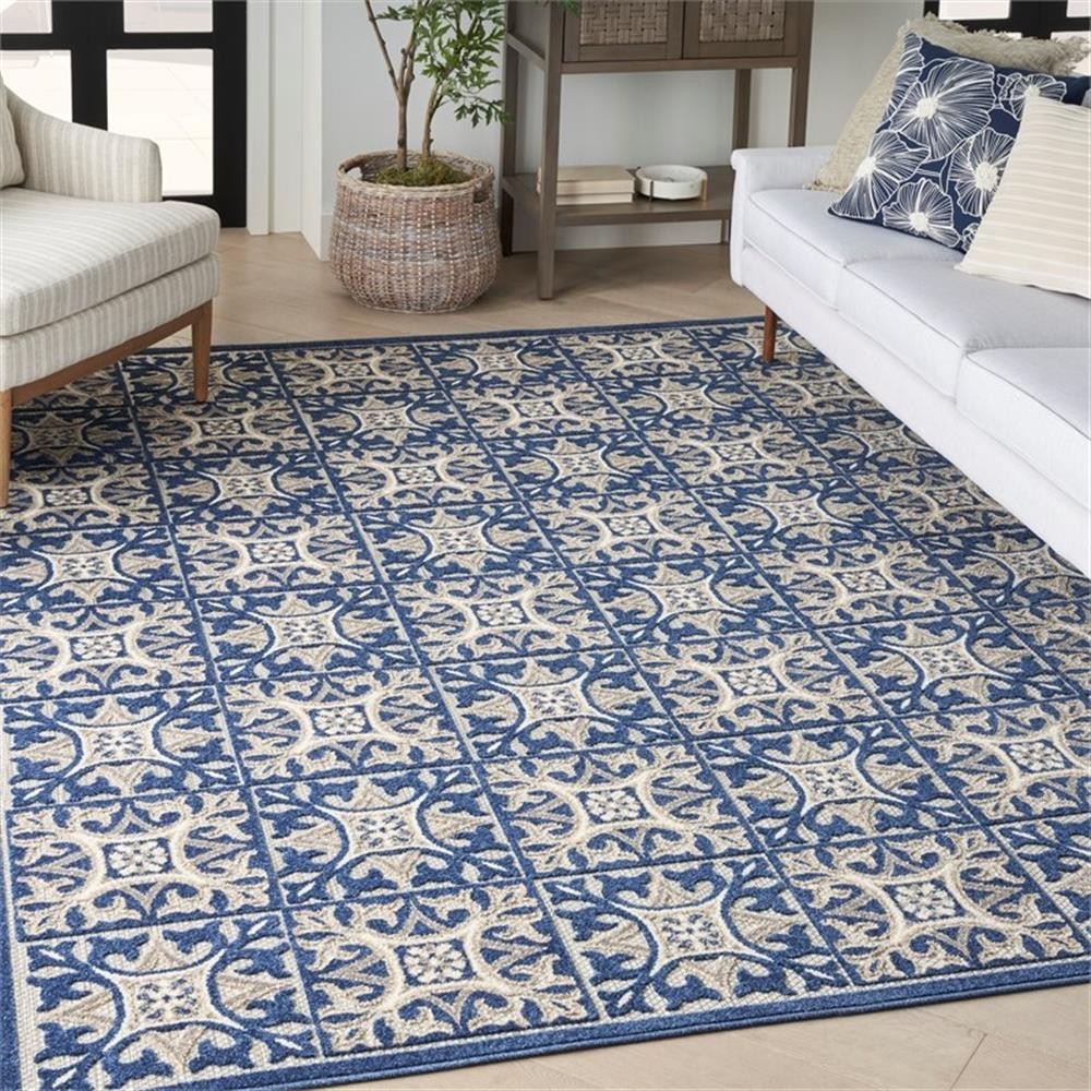 Pemberly Row 42×66″ Patterned Modern Fabric Rug in Blue Finish