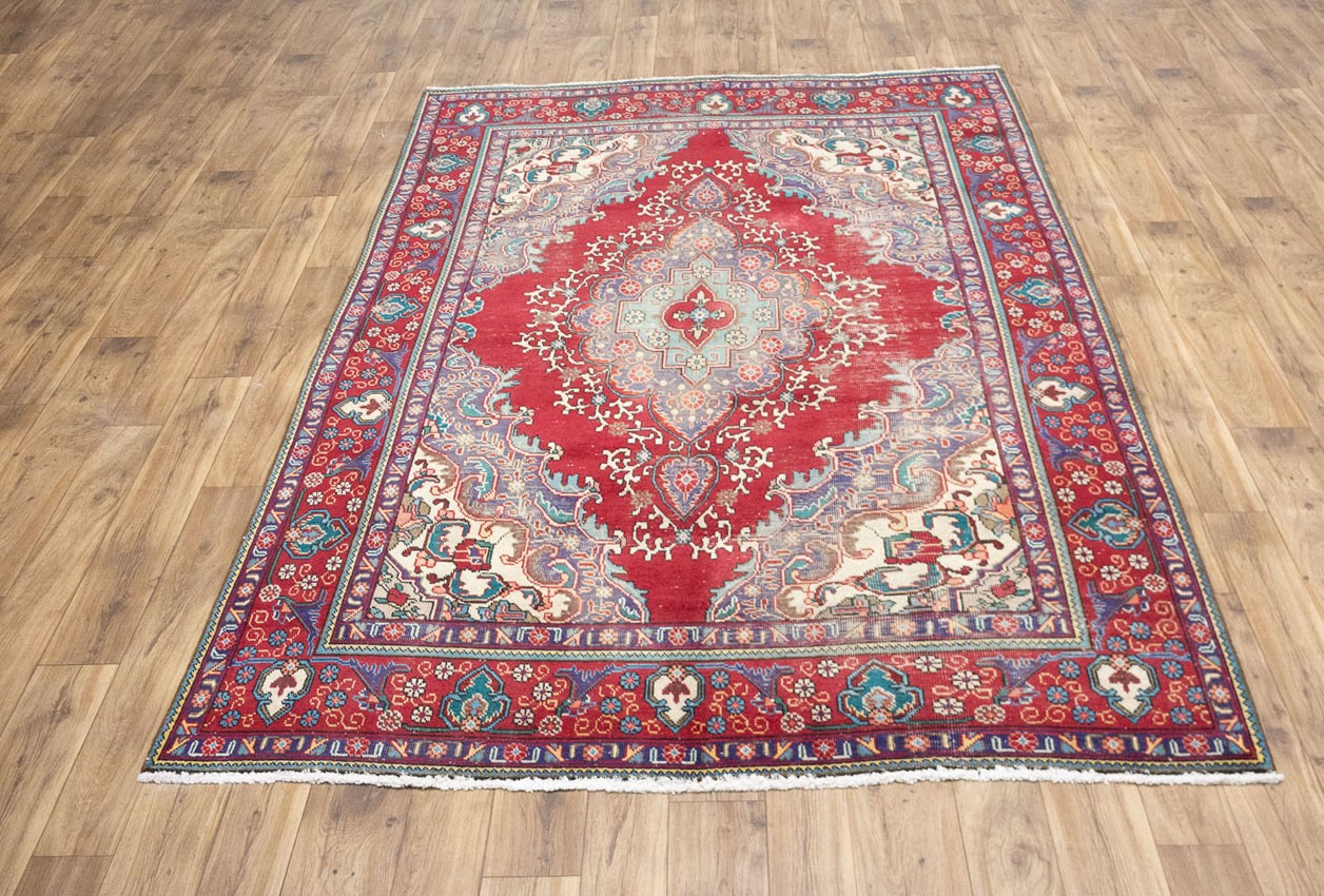 Semi-Antique Distressed Floral Oriental Wool Rug Home Decor Carpet 6’4×9’5 Ft
