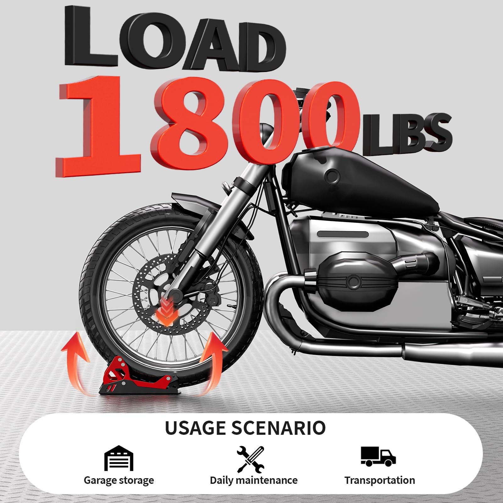 Motorcycle Wheel Chock Portable Adjustable 1800 lbs Capacity for 8″21″ Wheels
