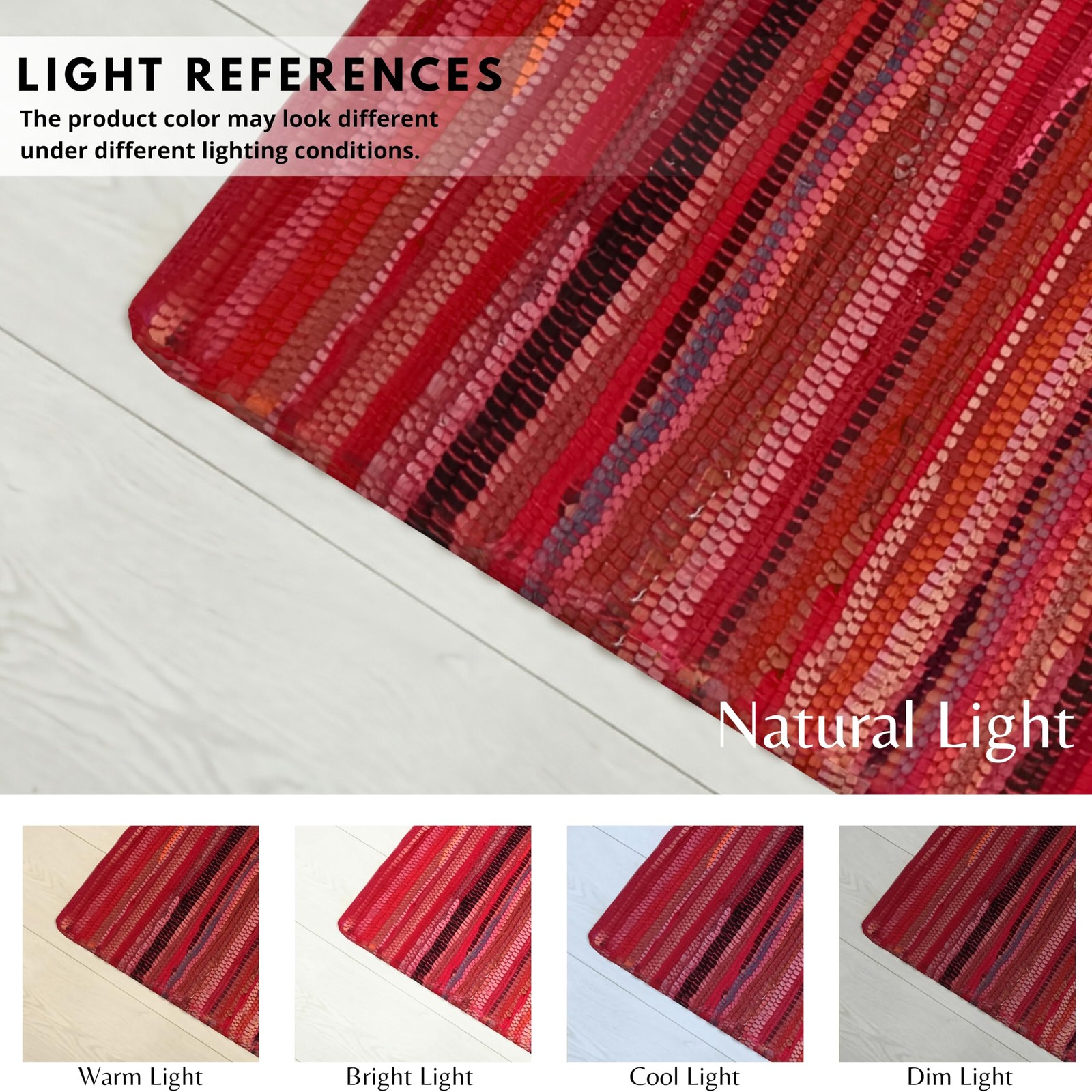 100% Cotton Hand Woven Chindi Rag Rug 2’x3′ – Red, Recycled Reversible Rug, B…
