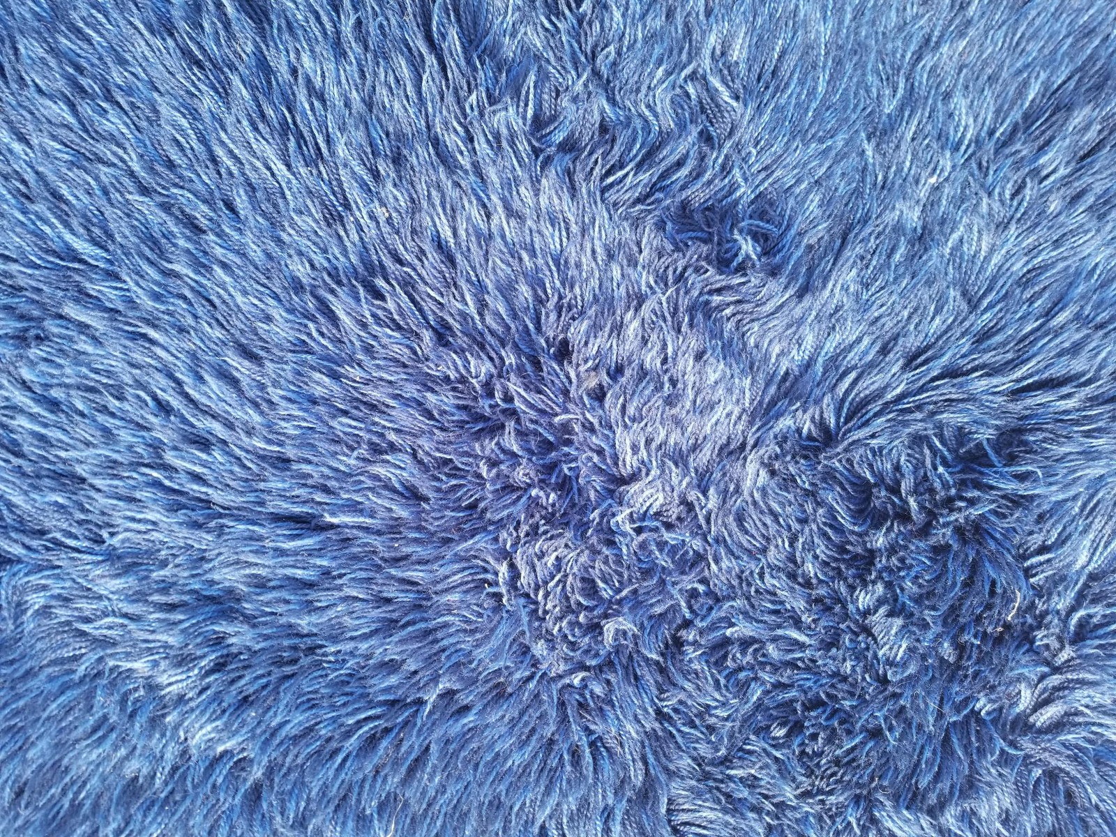 Vintage Traditional Flokati-Style Plush Dark Blue Foot Mat 37x24in