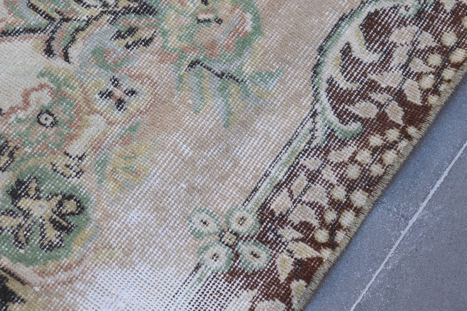 Vintage Turkish Rug, 5,5×9,5 ft Rug, Brown Camouflage Wool Rug