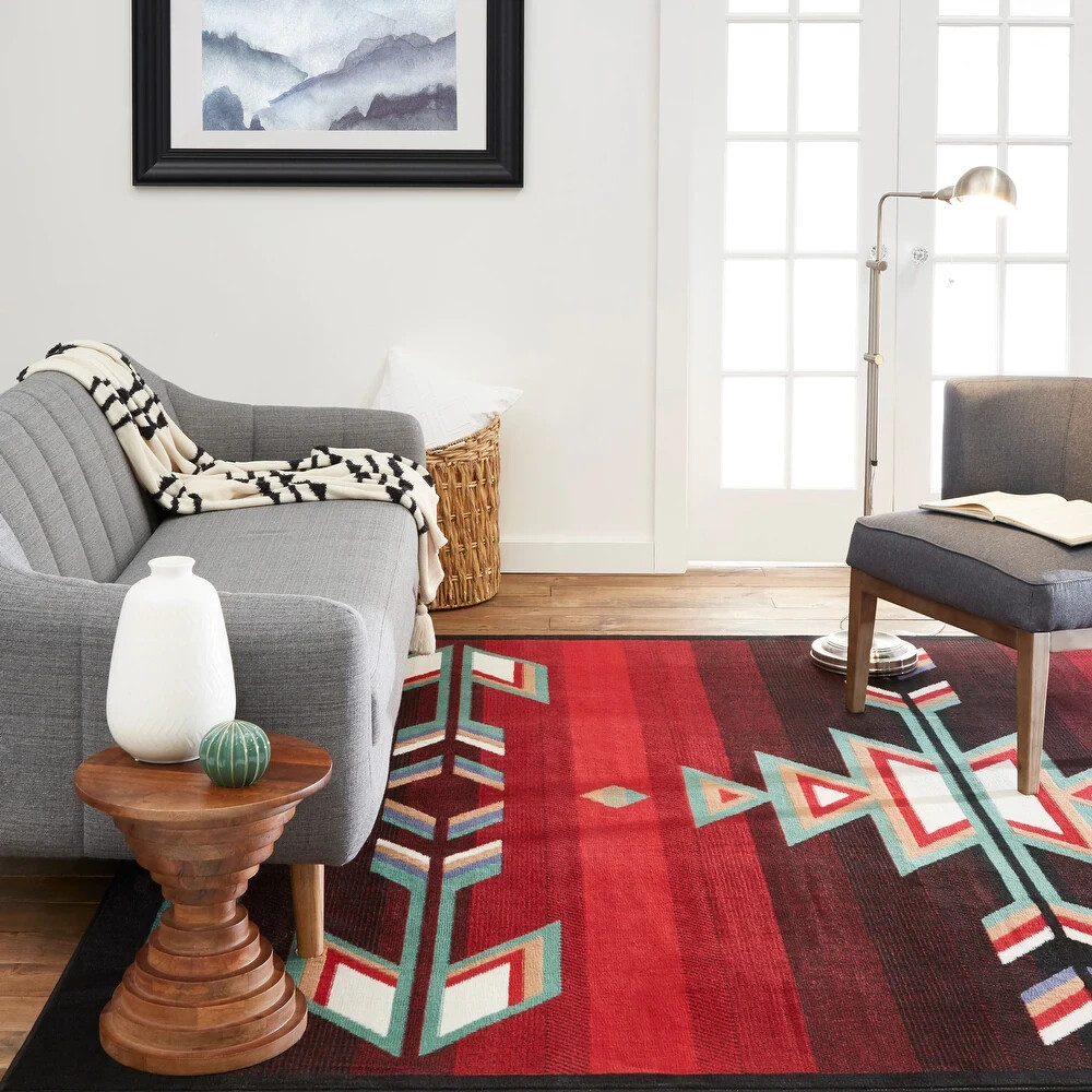 Southwestern Geometric Area Rug 8×11 Country Lodge Log Cabin Living Dining Room