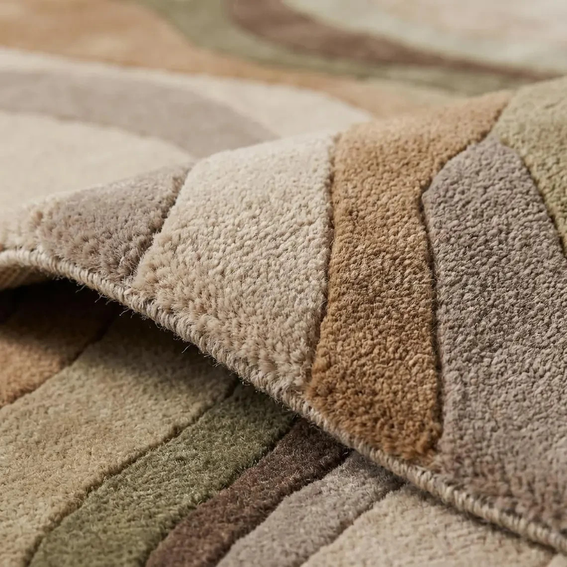 Modern Hand Tufted Wool Area Rug Neutral Abstract Beige Green Living Room Carpet