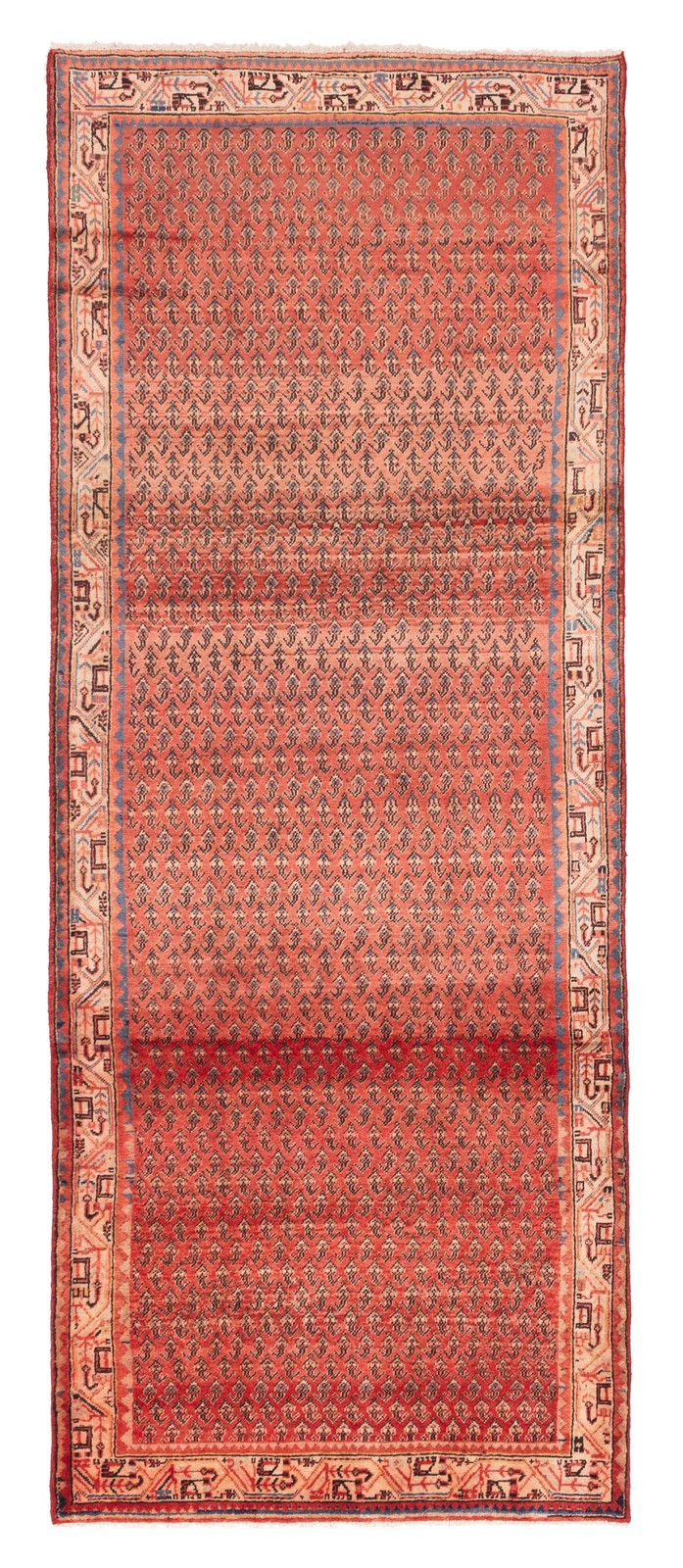 Vintage Hand-knotted Runner Rug 4’2″ x 10’11” Traditional Oriental Wool Carpet
