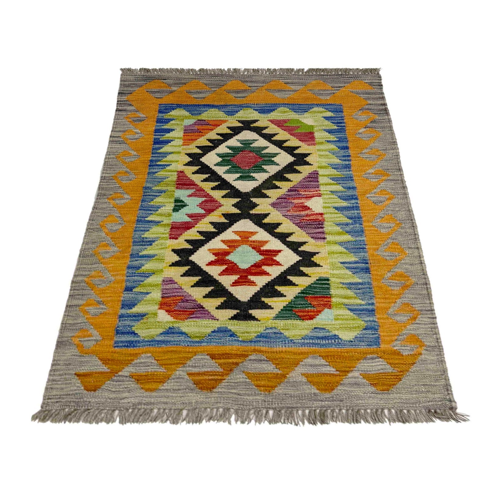 Geometric Handmade Reversible Kilim Rug 2.7×3.11, Wool Kilim Small Carpet R39000