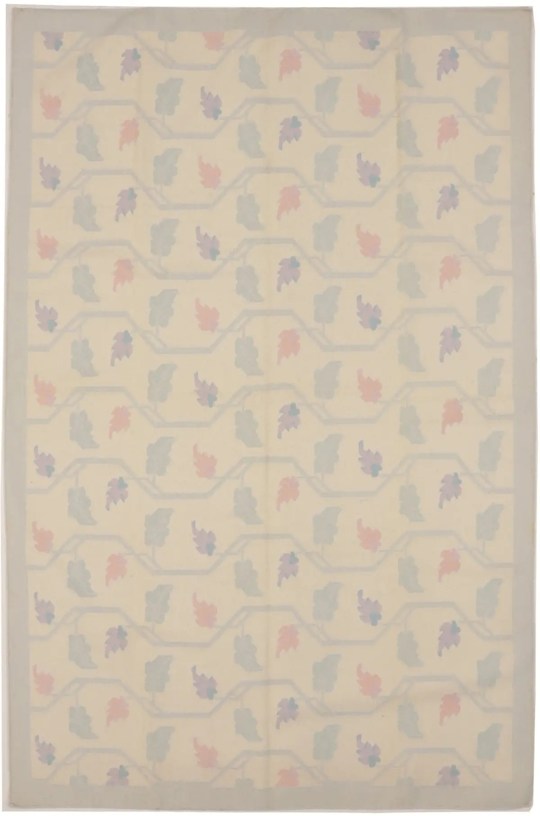 Flat-Weave Dhurrie Floral Design Rug Modern Reversible Oriental Carpet 6X9 ft