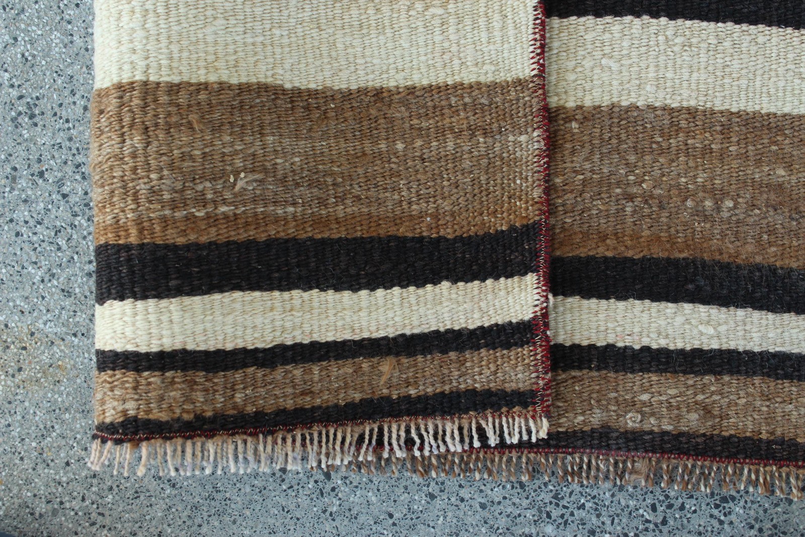 Vintage Turkish Rug, Area 4,4×6,8 ft (135×208 cm) Rug, Brown Ikat Wool Rug