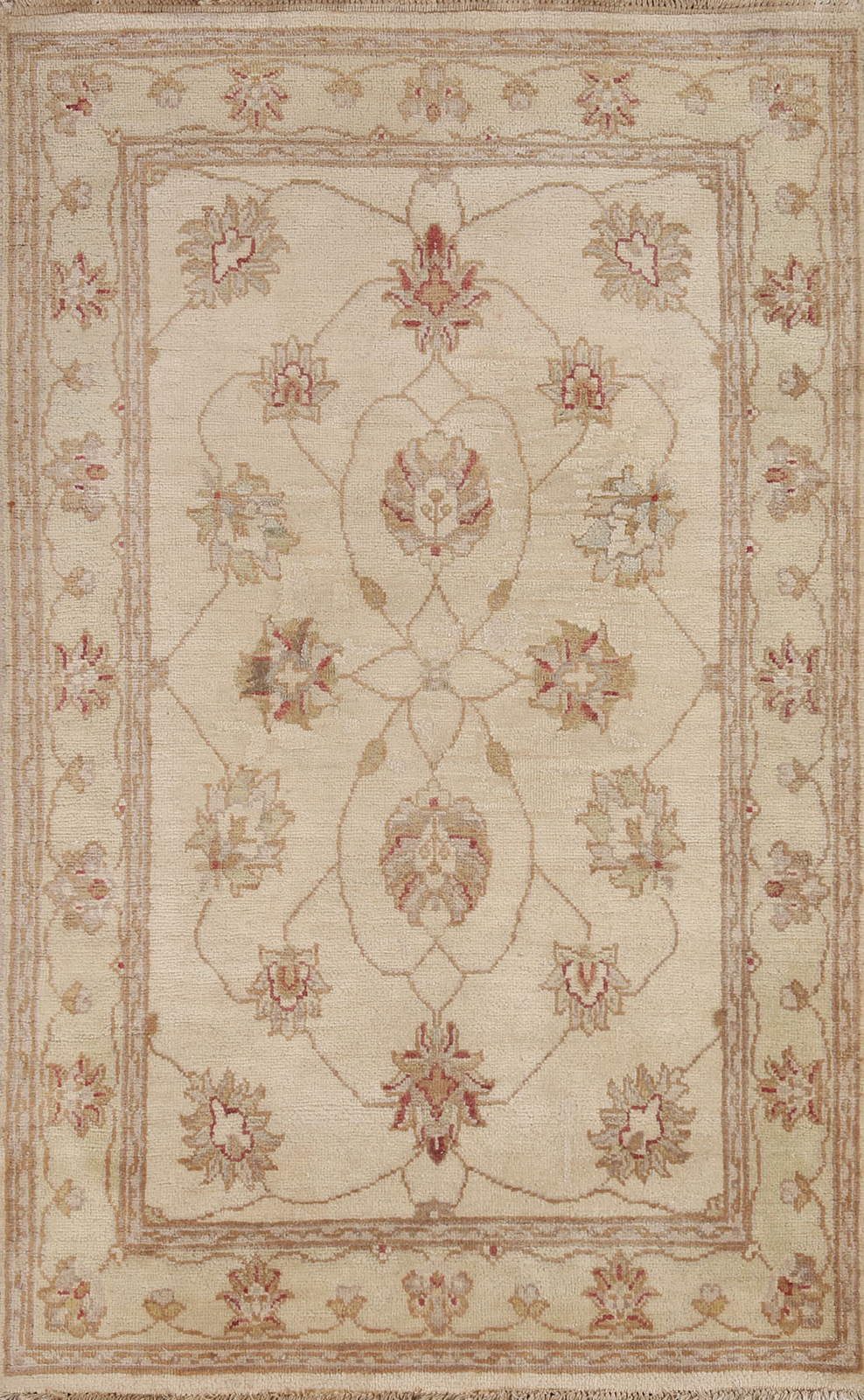 Ivory Wool Handmade Chobi Peshawar Oriental Accent Rug 3×5 Carpet
