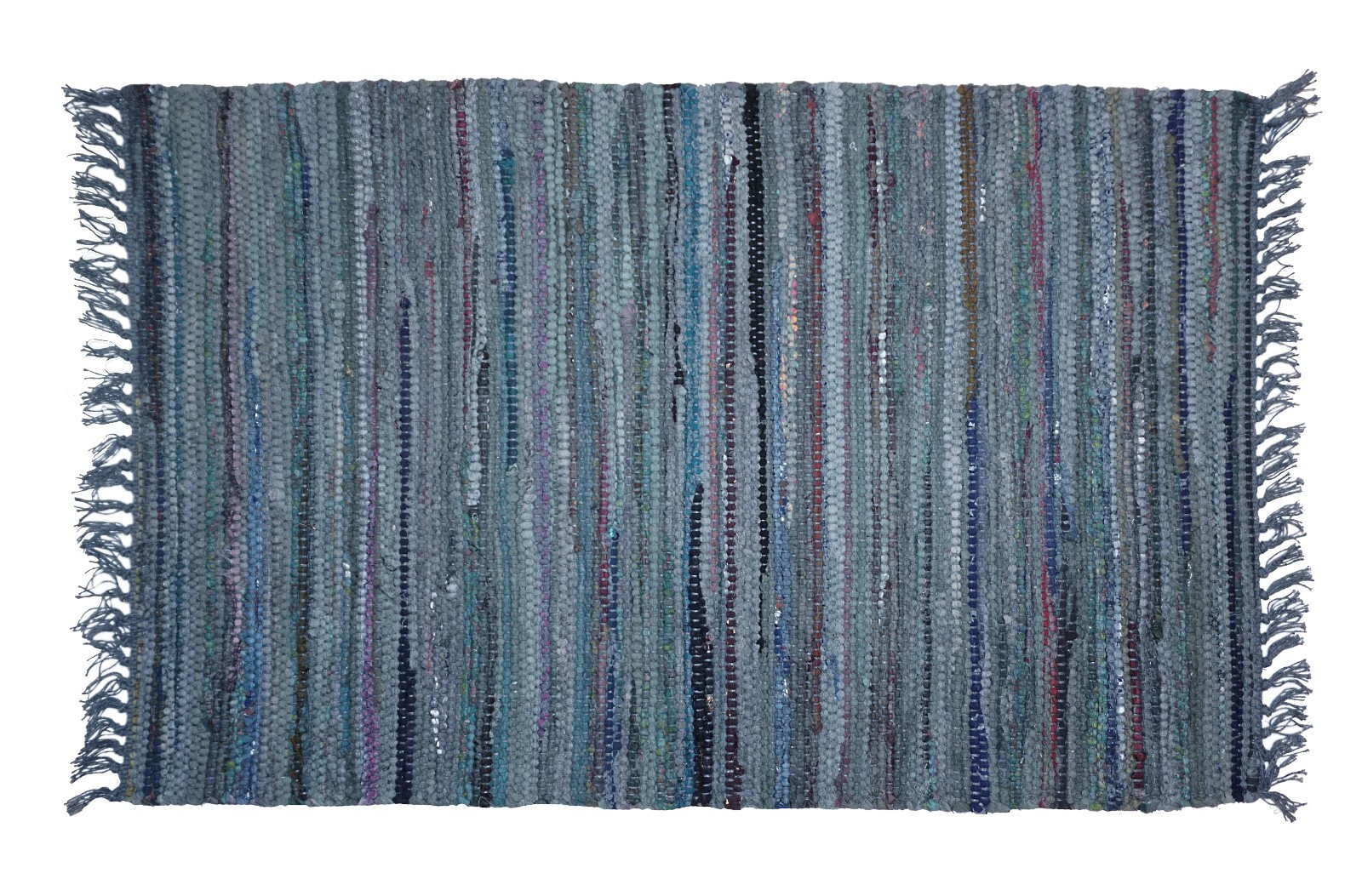 Sturbridge 30 Inch x 50 Inch Rag Area Rug in Grey Cotton, Hand Woven Rag Rug