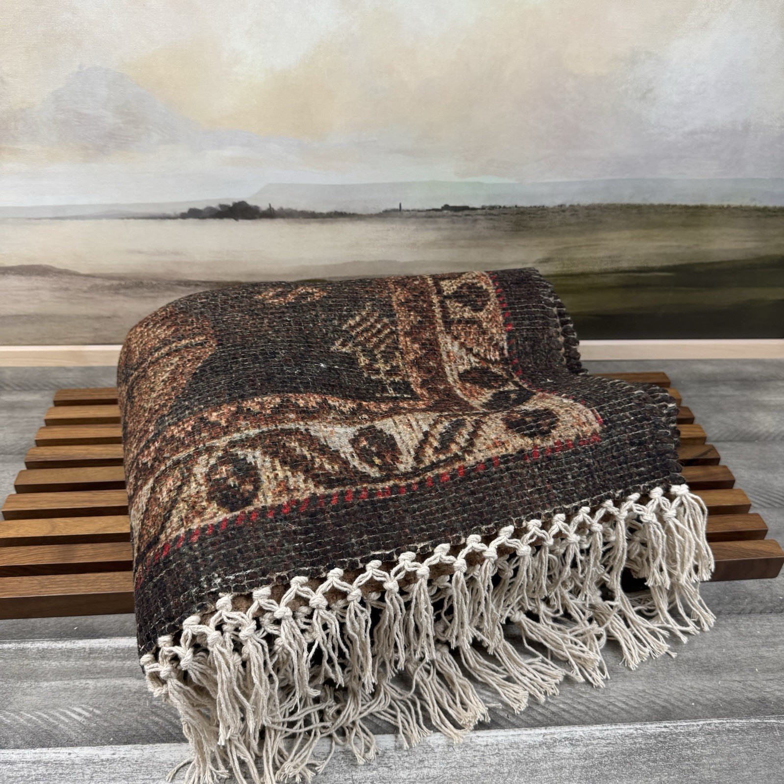 West Elm Malia Reversible Printed Rug Runner 2.5’x7’ Rosewood Multi Flaws Read