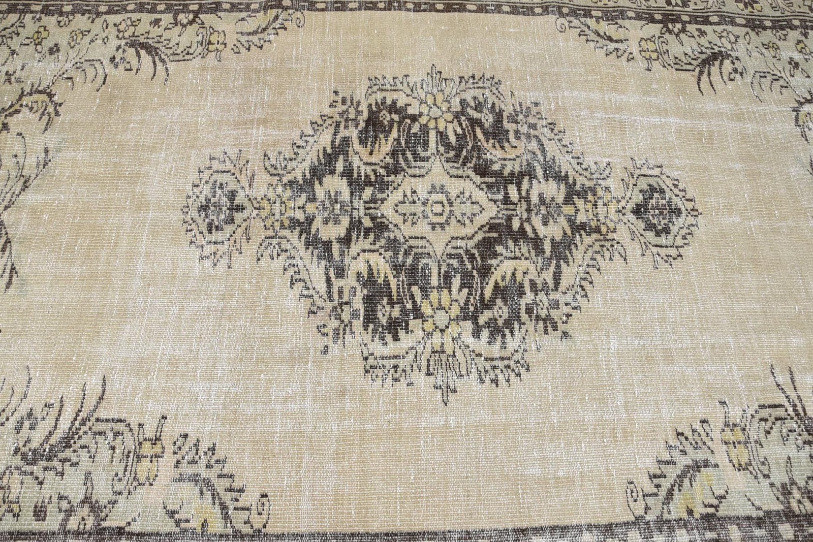 Rug, 5,6×9,2 ft Turkish Rug, Beige Rug Wool