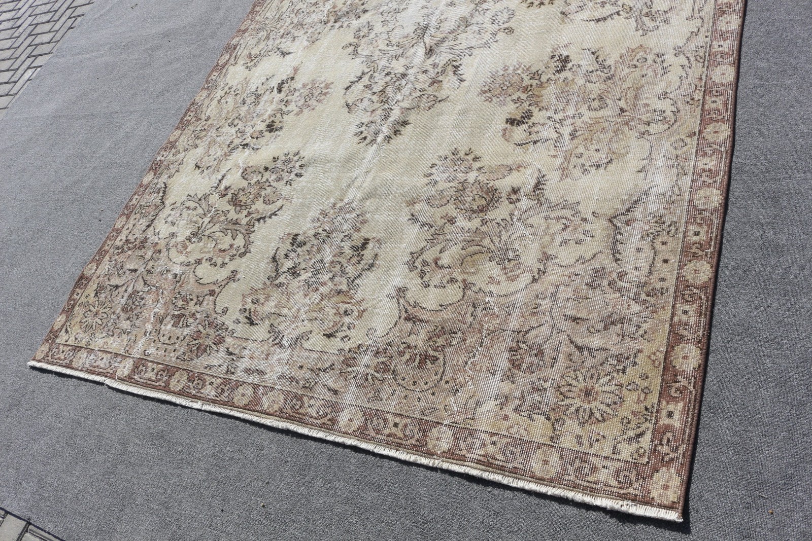 6,3×9,9 ft Vintage Large Rug, Turkish Brown Oriental Rug