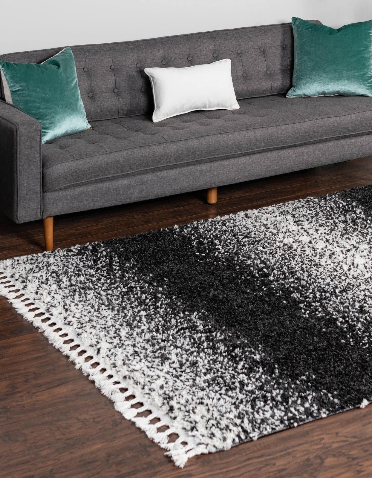 Unique Loom Hygge Shag Collection Area Rug – 4 1 X 6 1 Rectangle Black And