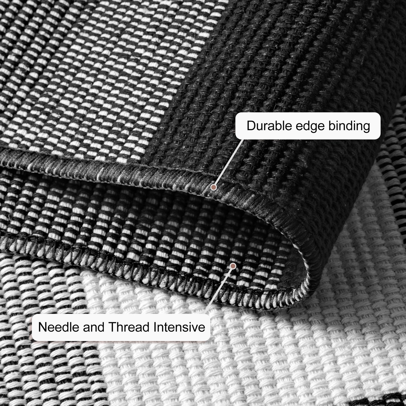 Buffalo Plaid Rug 5 X 7 Black And White Checkered Area Rug Cotton Handwoven In